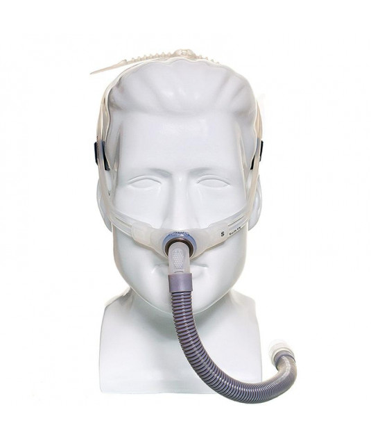 Fundo branco e ao centro Máscara CPAP Nasal Pillow Soft