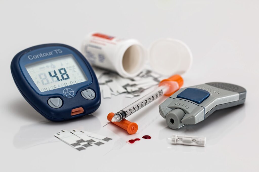 Equipamento para mediar a glicemia, injeção de insulina.